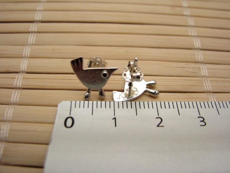 Little BIRD Earrings Sterling Silver Mini Zoo series image 4