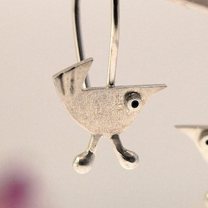 Little BIRD Earrings Sterling Silver Mini Zoo series image 5