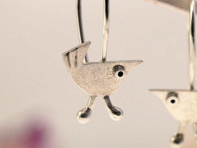Little BIRD Earrings Sterling Silver Mini Zoo series image 5