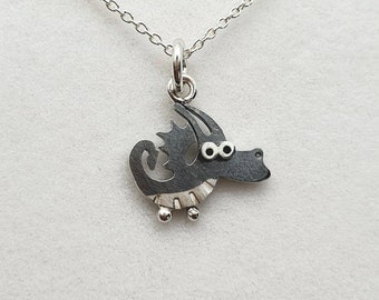 DRAGON Silver Charm Pendant Necklace Mini Zoo