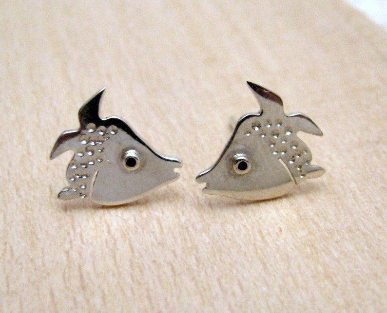 Marine FISH Stud Earrings Sterling Silver Mini Zoo Etsy