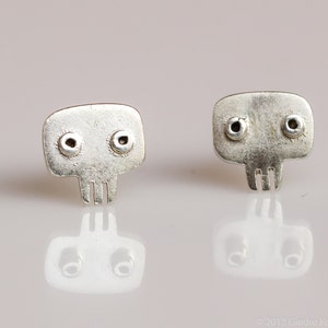 SKULL Stud Earrings Sterling Silver Mini Zoo image 2