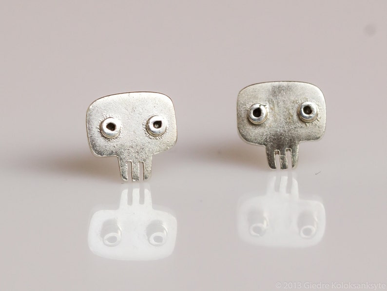 SKULL Stud Earrings Sterling Silver Mini Zoo image 2