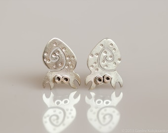 Pendientes de botón de plata esterlina CRAB serie Mini Zoo