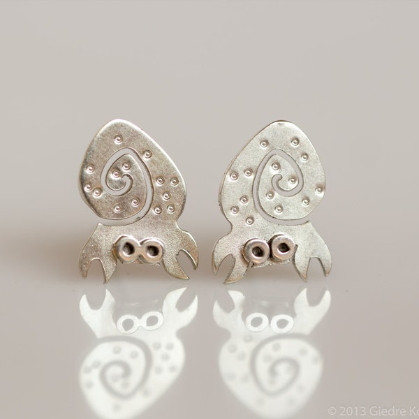 CRAB Sterling Silver Stud Earrings Mini Zoo series