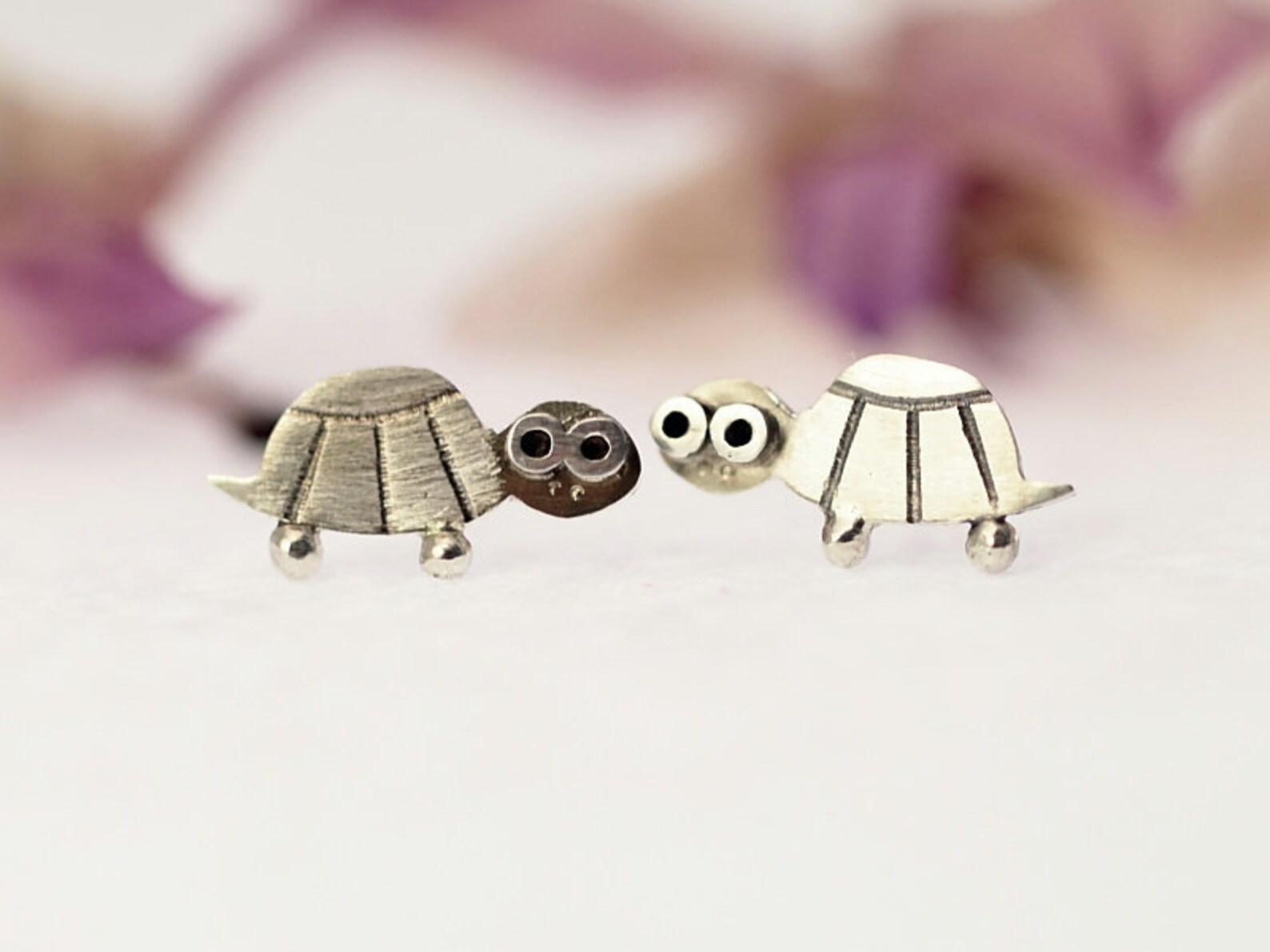 TURTLE Stud Earrings Sterling Silver Mini Zoo Series Etsy