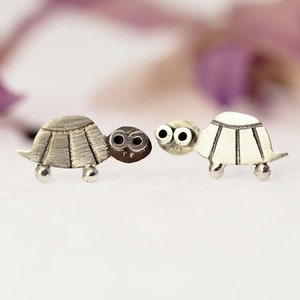 TURTLE Stud Earrings Sterling Silver Mini Zoo series