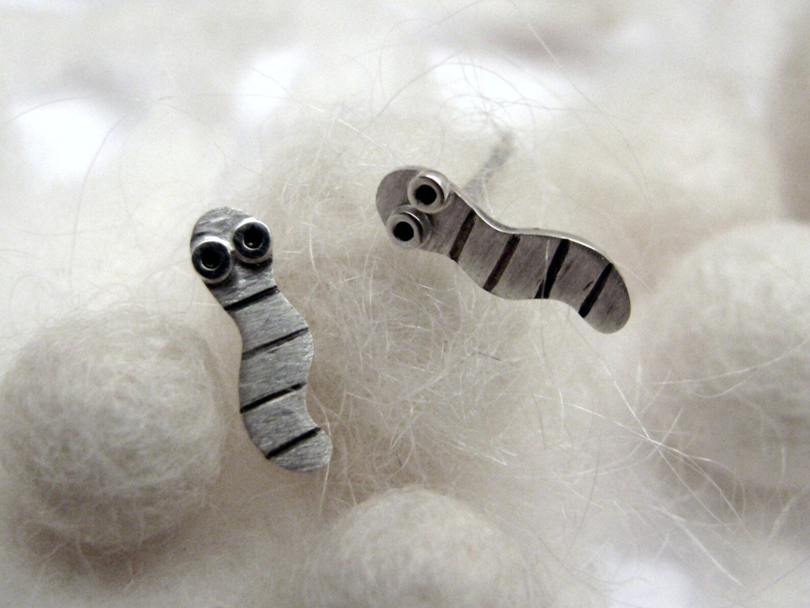 WORM Sterling Silver Stud Earrings Mini Zoo Series Etsy