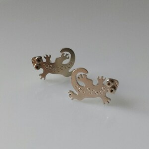GECKO Silver Stud Earrings Mini Zoo series image 2