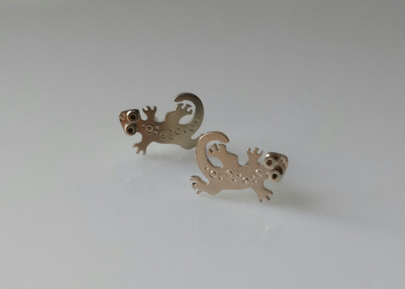 GECKO Silver Stud Earrings Mini Zoo series image 2