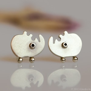 RHINO Stud Earrings Sterling Silver Mini Zoo series