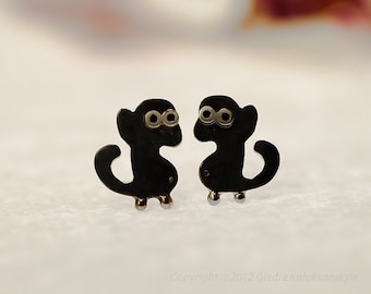 MONKEY Silver Stud Earrings Mini Zoo series