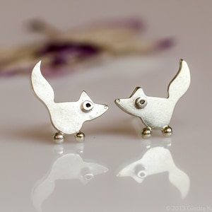 Pendientes FOX de plata de ley serie Mini Zoo