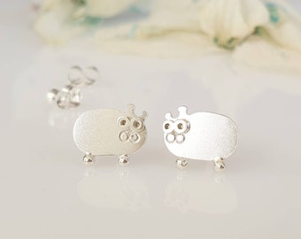 Boucles d'oreilles HAMSTER en argent sterling, série Mini Zoo