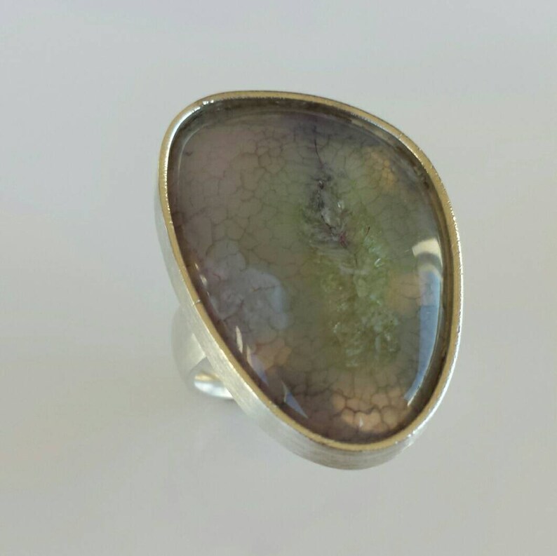 Large Stone Ring Spider Web Stone Ring Druzy Stone Ring Size 6 12 USD 16,75 EU Mossy Onyx Agate Ring