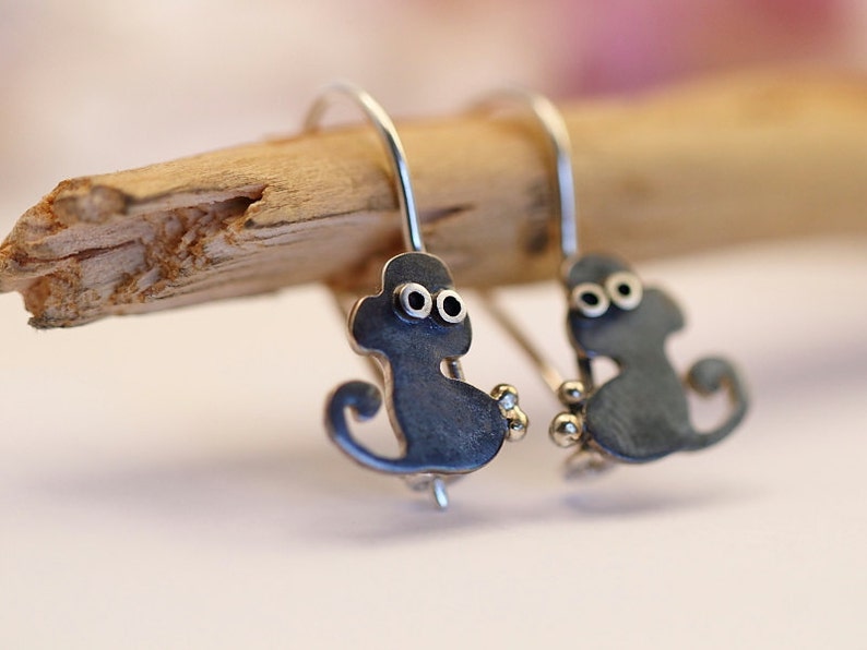 MONKEY Silver Hook Earrings Mini Zoo series image 2