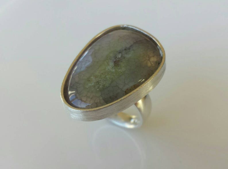 Large Stone Ring Spider Web Stone Ring Druzy Stone Ring Size 6 12 USD 16,75 EU Mossy Onyx Agate Ring