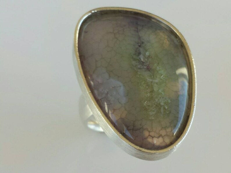 Large Stone Ring Spider Web Stone Ring Druzy Stone Ring Size 6 12 USD 16,75 EU Mossy Onyx Agate Ring