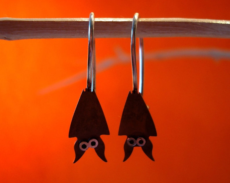 BAT Dangle Sterling Silver Earrings Mini Zoo series image 1