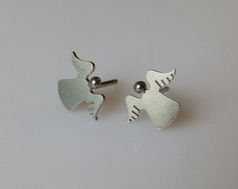 Pendientes de botón de plata de ley ANGEL serie Mini Zoo