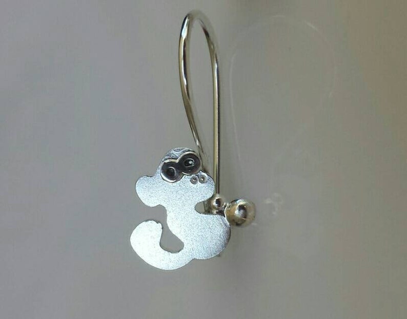 MONKEY Silver Hook Earrings Mini Zoo series image 7