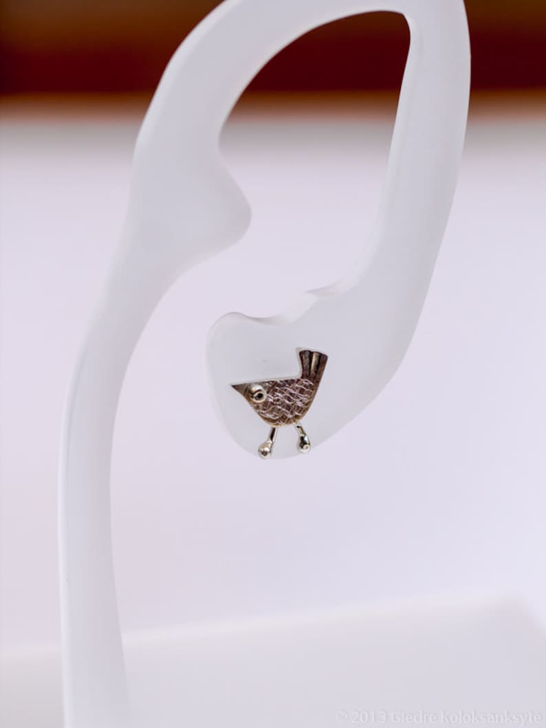 Little BIRD Earrings Sterling Silver Mini Zoo series image 2