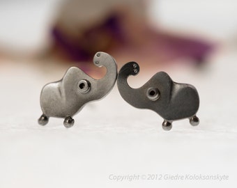 ELEPHANT Silver Stud Earrings Mini Zoo series