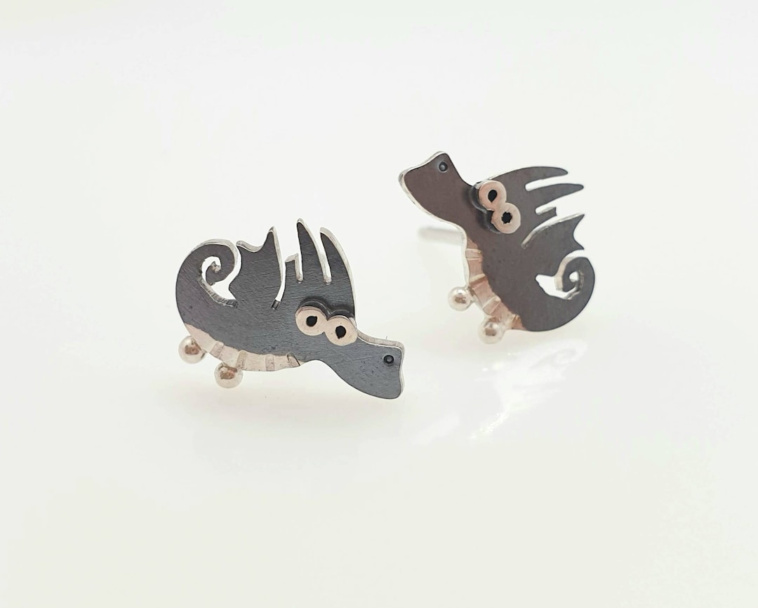 Buy DRAGON Silver Stud Earrings Mini Zoo Series Online in India - Etsy
