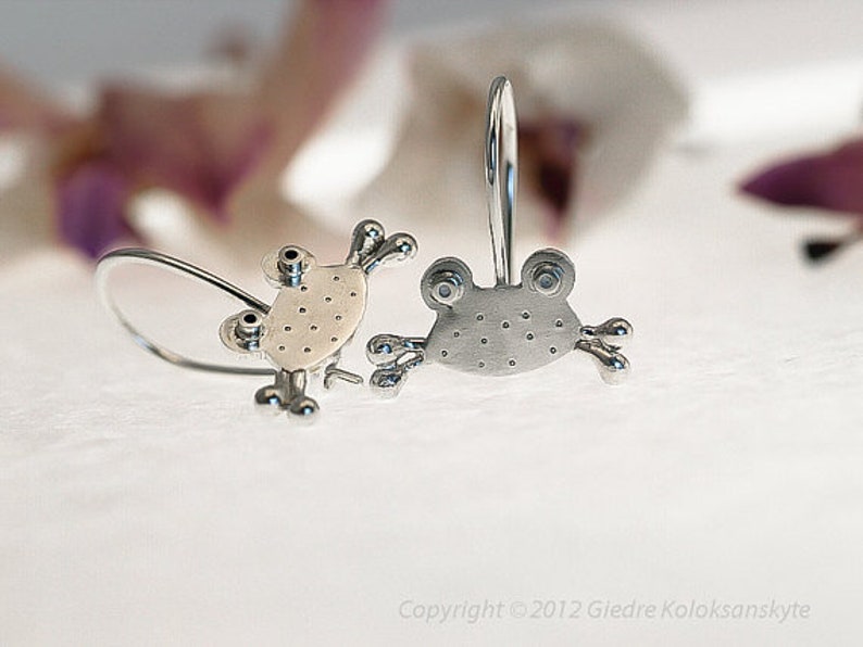FROG Stud Earrings Sterling Silver Mini Zoo Etsy