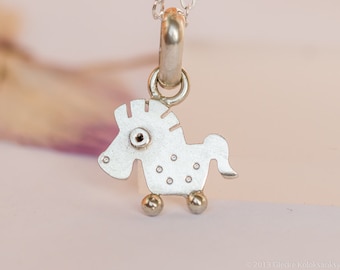 PONY  UNICORN charm Pendant Sterling Silver Mini Zoo series