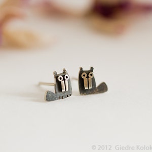 BEAVER Stud Earrings Sterling Silver Mini Zoo series image 2