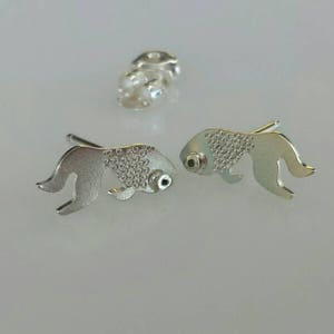 KOI gold fish Sterling Silver Stud Earrings Mini Zoo series