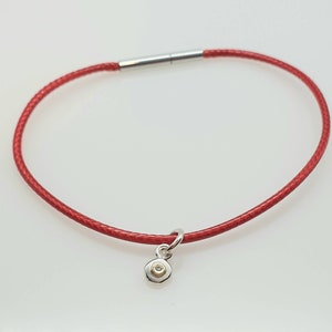 Red cord silver gold diamond charm bracelet