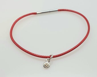 Red cord silver gold diamond charm bracelet