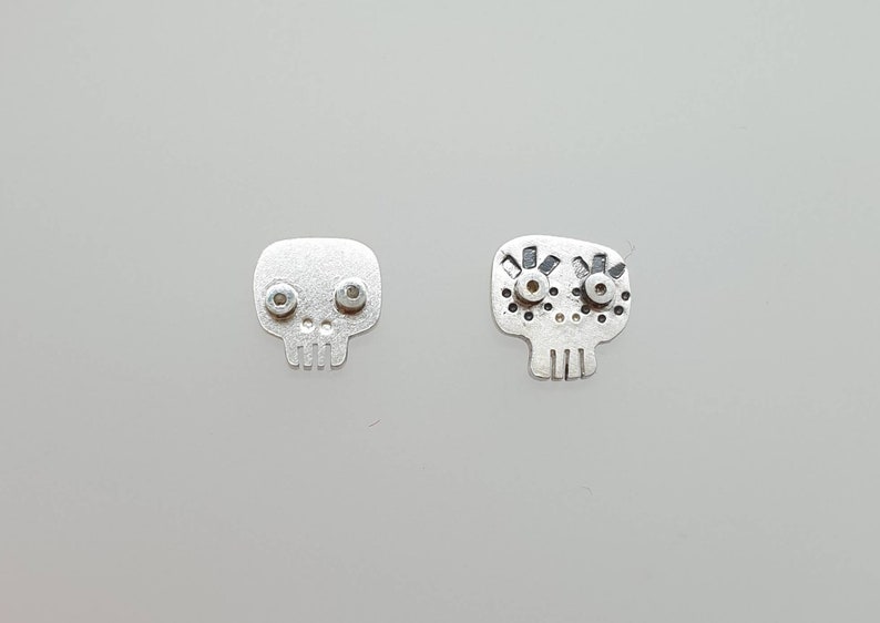 SKULL Stud Earrings Sterling Silver Mini Zoo image 5