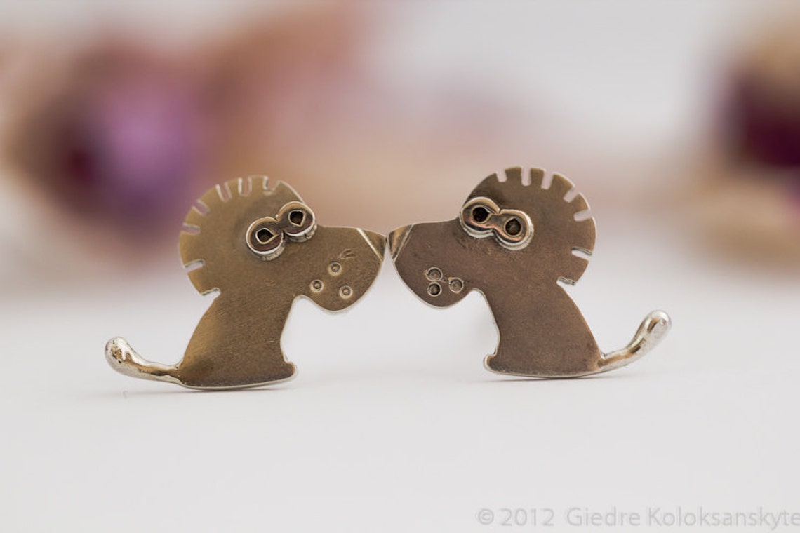 LION Stud Earrings Sterling Silver Mini Zoo Series Etsy