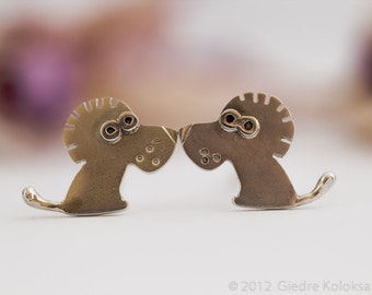 LION-oorknopjes sterlingzilver Mini Zoo-serie