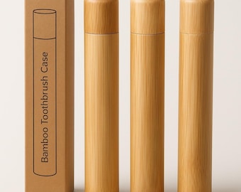 Custodia da viaggio per spazzolino da denti in bambù naturale ed ecologico, set di supporto da viaggio portatile in bambù riutilizzabile, custodia in bambù lavabile senza BPA
