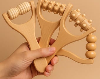 1 PCS Wooden Massage Roller, Instantly Self Massage Waist, Thigh, Legs, Hands, Full Body Roller Tool Massager DIY Maderotherapy