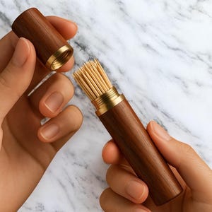 Wood Toothpick Holder Container Living Room Mini Toothpick Storage Box Pocket Tooth Pick Dispenser Bucket Needle Case