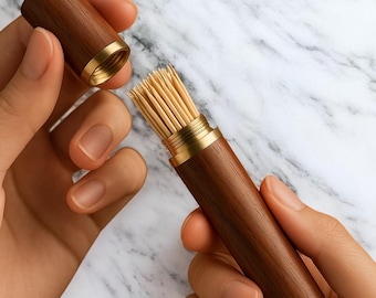 Wood Toothpick Holder Container Living Room Mini Toothpick Storage Box Pocket Tooth Pick Dispenser Bucket Needle Case