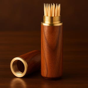 Trä tandpetare hållare behållare vardagsrum mini tandpetare förvaringslåda ficka tandpetare dispenser hink nål fodral Brun