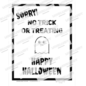 No Trick or Treat Sign Printable, Printable Halloween Sign Door, No ...