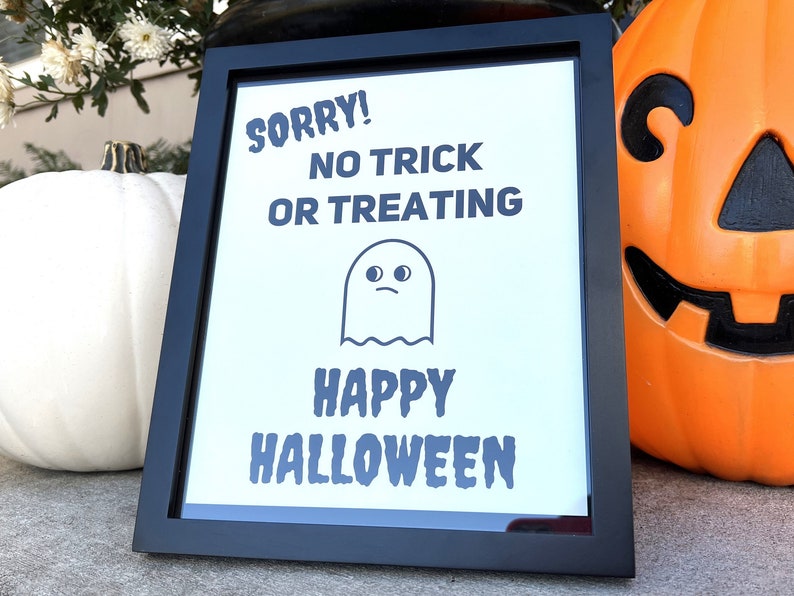No Trick or Treat Sign Printable, Printable Halloween Sign Door, No ...