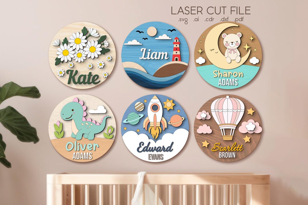 Baby Name Signs Bundle SVG for Glowforge, Laser Cut Files, Nursery ...