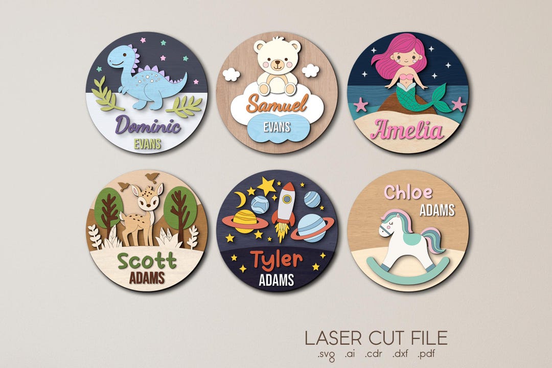 Baby Name Signs Bundle SVG for Glowforge, Laser Cut Files, Nursery ...
