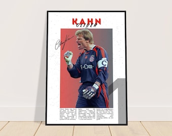 Oliver Kahn Football Poster | Oliver Kahn Wall Art | Football Print | Gift for Football Fans | Signed Football Poster | Bayern Munich