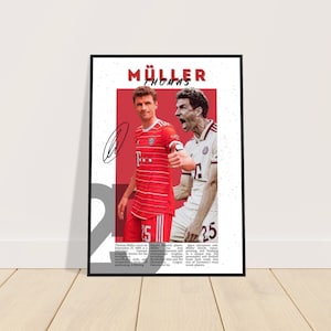 Thomas Müller Football Poster | Müller Wall Art | Football Print | Gift for Football Fans | Signed Football Poster | Bayern Munich