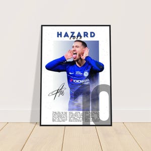 Eden Hazard Football Poster | Hazard Wall Art | Soccer Print | Gift for a. Football fan | Signed Football Poster | Sports Decor | Chelsea FC