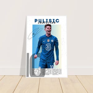 Christian Pulisic Football Poster | Pulisic Wall Art | Soccer Print | Gift for Football Fan | Signed Football Poster | Chelsea FC